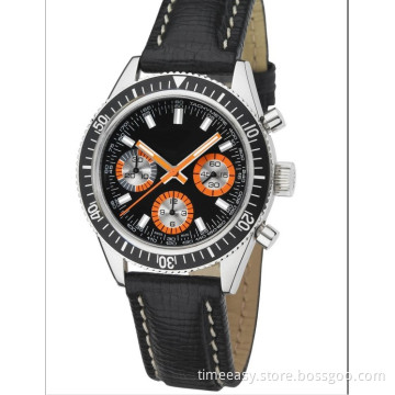 2014genuine Leather Strap Stainless Steel Watch with Unique Dial, High Quality Watch with Leather Strap, Factory Price.